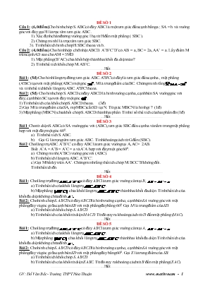 Đề hình học lớp 12 - Tiết 1